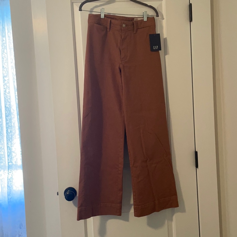 Wide leg high rise Gap pants in summer spice brown